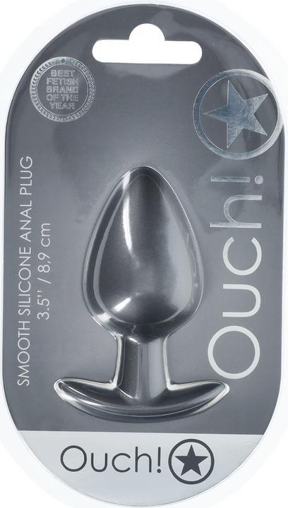 Actual product image Ouch! Smooth Silicone Anal Plug - Large - 3.5 / 8,9 cm - Gunmetal