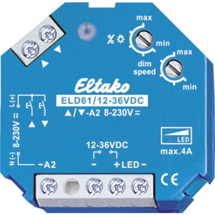 Image du produit Eltako Variateur de lumière LED 1236V DC. Power MOSFET pour lampes LED 1236V DC jusqu'à 4A (Actionneur de variateur)