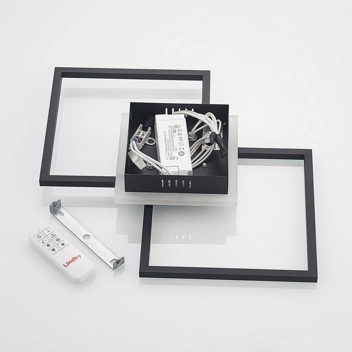 Actual product image Lindby LED Ceiling Lamp Fjardo CCT Squares Black (1240 lm)