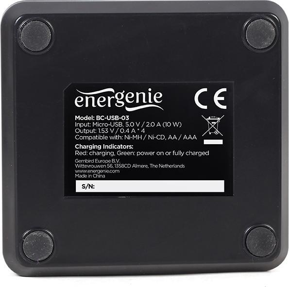 Image du produit Gembird Chargeur de piles USB ENERGENIE pour piles AA/AAA Noir (1 pcs, AAA, AA, Chargeurs sans batterie)