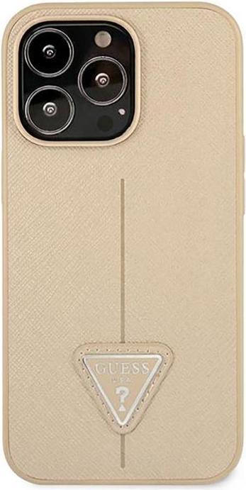 Actual product image Guess GUHCP14LPSATLE iPhone 14 Pro 6.1" beżowy/beige hardcase SaffianoTriangle Logo (Apple iPhone 14 Pro)