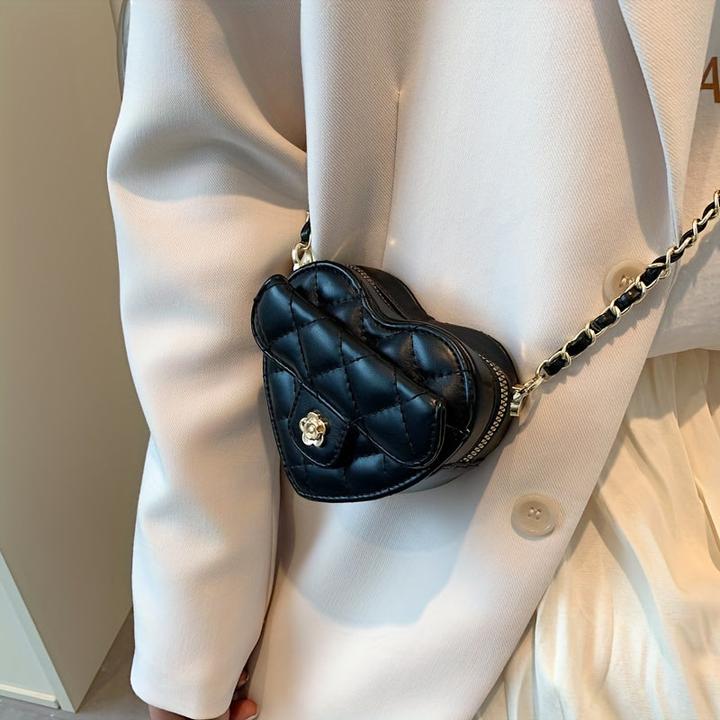 Actual product image Only-Bags.Store Heart-shaped mini cross-body bag, fashion embroidered PU leather bag, cute trendy accessory
