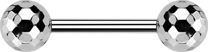 Star Piercing Threadless Barbell silber mit zwei Discokugeln silber (ohne Messing, Titan G23)