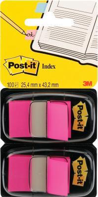 Actual product image Post-it Adhesive Markers Index 25,4x43,2mm Set of 2 pink transparent + Dispenser (25 x 43 mm)