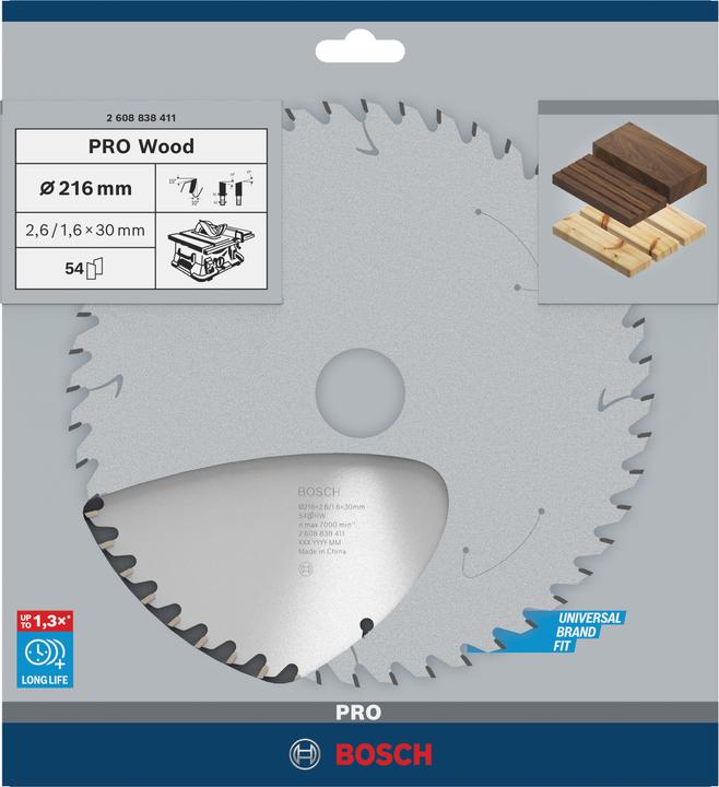 Actual product image Bosch Professional Zubehör PRO Wood circular saw blade, 216 x 2.6 x 30 mm