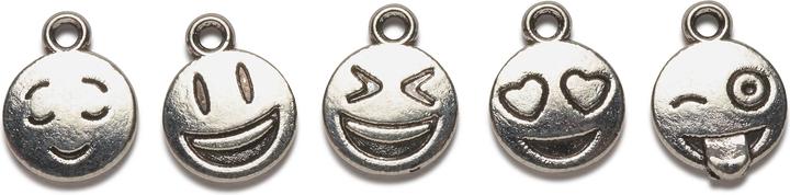 Produktbild VBS Charms-Anhänger "Emoticon", 5er-Set (Metall)