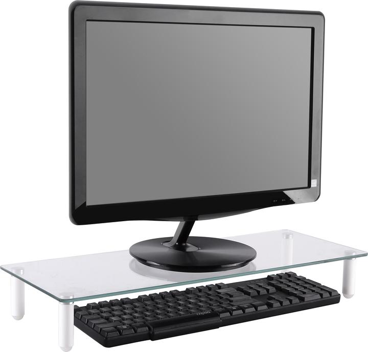 Actual product image equip Monitor table extension up to 20kg glass table white