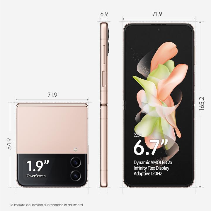 Immagine prodotto Samsung Galaxy Z Flip4 (256 GB, Oro pink, 6.70", SIM + eSIM, 12 Mpx, 5G)
