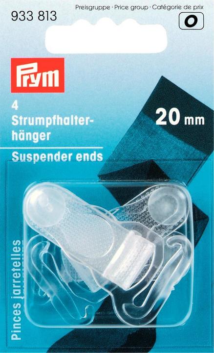 Prym Strumpfhalter-Hänger, transparent Kunststoff, 20 mm, Karte 4 Stk.