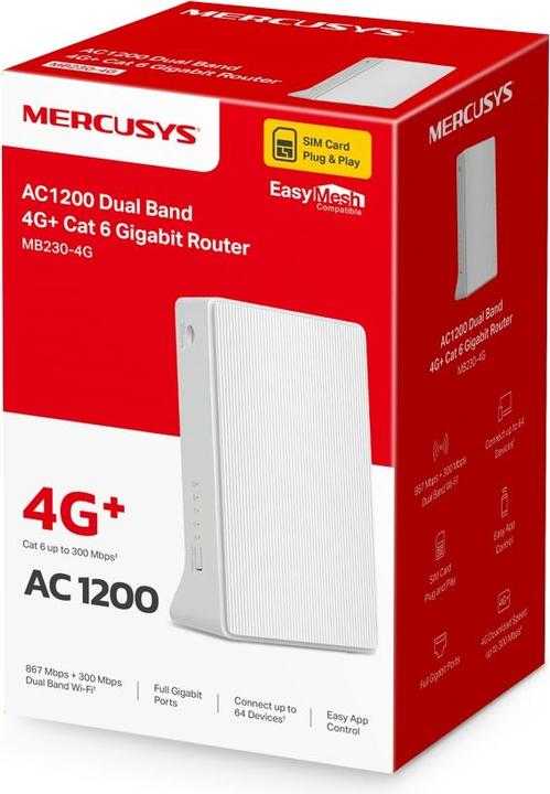 Actual product image Mercusys 4G+ Cat6 AC1200 Wireless Dual Band Gigabit Router