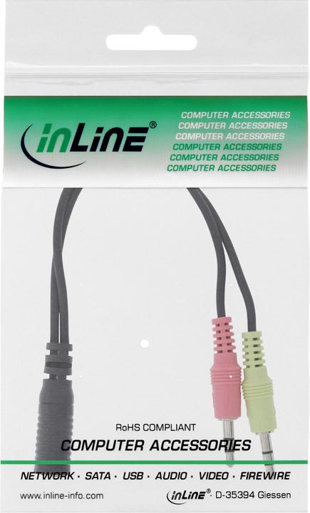 Produktbild InLine Audio Headset Adapterkabel (0.15 m, Cinch)