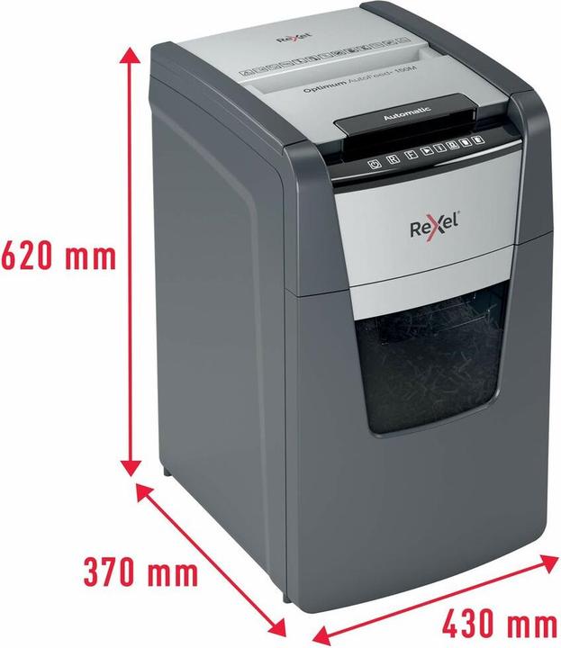 Produktbild Rexel Aktenvernichter Optimum AutoFeed+ 150M Mikroschnitt 2 x 15 mm 44 l Blattanzahl (max.): 150 Sicher (Microschnitt)