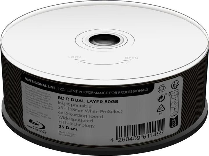 Produktbild MediaRange BD-R 50GB 6x IW(25) BluRay Cake, Kapazität: 50GB (25 x)