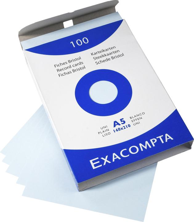 Actual product image Exacompta Index cards blank blue, 100 (A5, 205 g/m², 100 x)