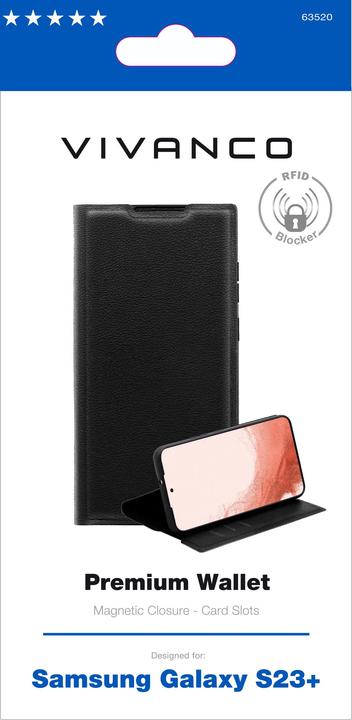 Produktbild Vivanco Premium Wallet S23+ black Handy Tasche Galaxy S23+ 63520 (Samsung Galaxy S23+)