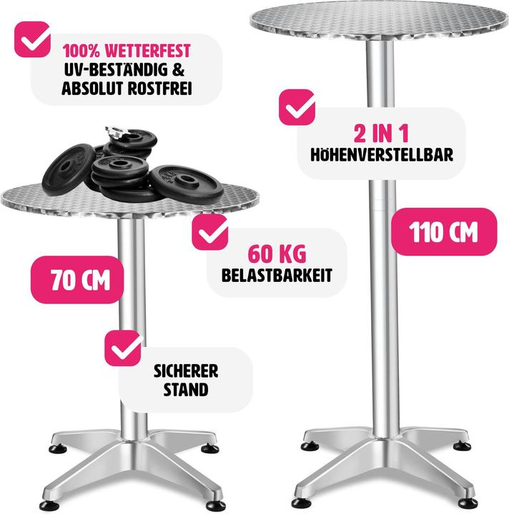 Produktbild tectake Bistrotisch (Ø 60 x 110 cm)