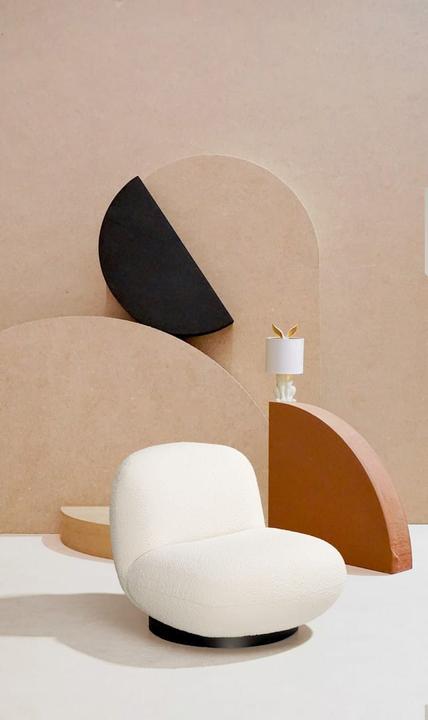 Actual product image Bizzotto Swivel armchair Margot white boucle
