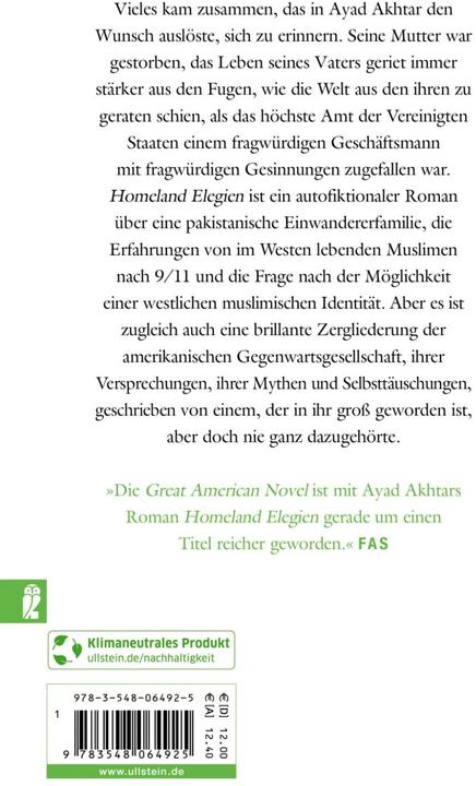 Actual product image Homeland Elegien (German, Ayad Akhtar, 2021)