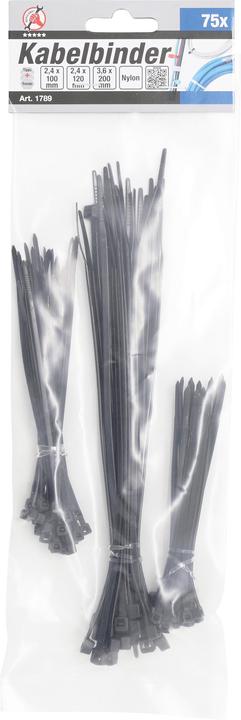 Image du produit BGS Assortiment de colliers de serrage (Serre-câbles en plastique, 200 mm, 75 pcs)