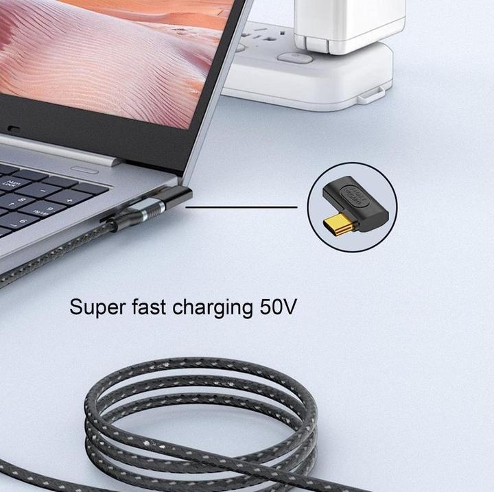 Actual product image PowerGuard USB-C to USB-C 90 degree angle adapter (USB Type C, USB Type C)