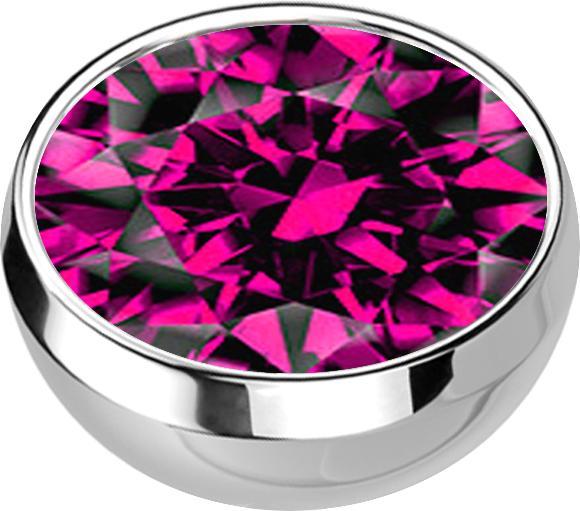 Produktbild Star Piercing Micro Halbkugel silber mit Kristall fuchsia (ohne Messing, Chirurgenstahl 316L)
