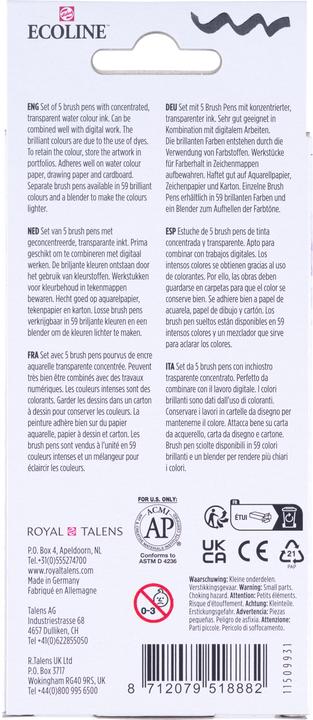 Produktbild Talens Ecoline Brush Pen Pastell (Multicolor, 5 x)