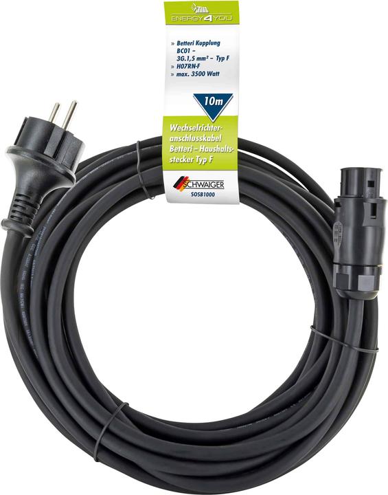 Actual product image Schwaiger Inverter connection cable Betterie->Schuko 10m
