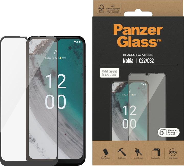 Actual product image PanzerGlass Ultra-Wide Fit (1 Piece, Nokia C22, Nokia C32)