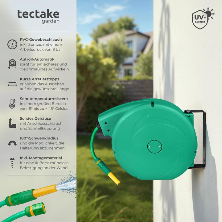 Image du produit tectake Enrouleur de Tuyau de Jardin (20 m)