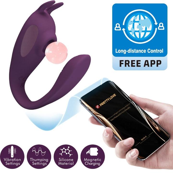 Actual product image Pretty Love Shey Stimulator & Vibrator Free App Long Distance Purple