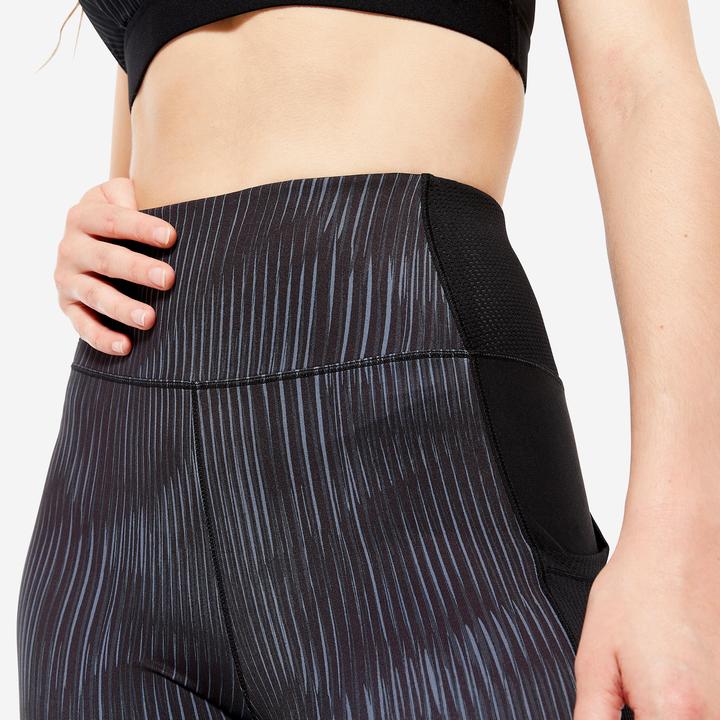 Image du produit Domyos Leggings femme avec poche pour smartphone - FTI 120 gris/noir imprimé (M)