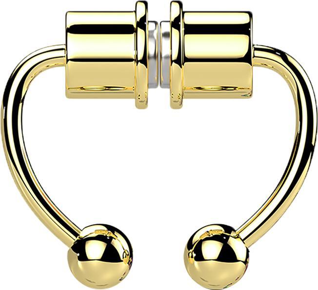 Produktbild Star Piercing Fake Septum Magnet vergoldet Circular Barbell mit zwei Kugeln (Chirurgenstahl 316L in Materialstärke 1.0 mm)