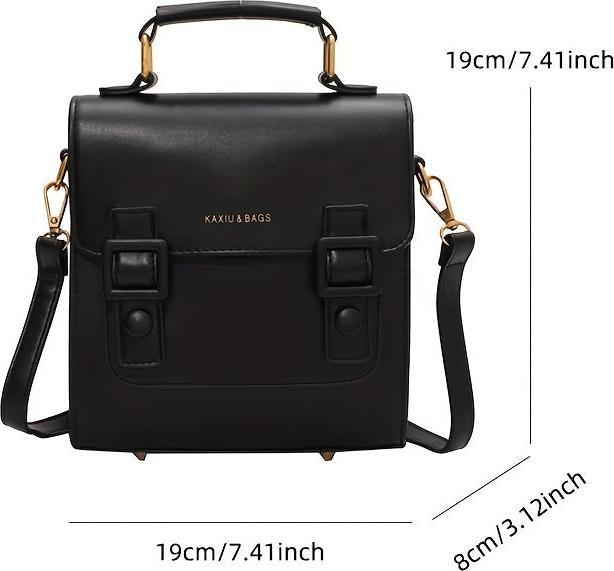 Only-Bags.Store Vintage Klappe Rucksack, Schnalle Dekor Schule Tasche, PU Top Handle Crossbody Bag