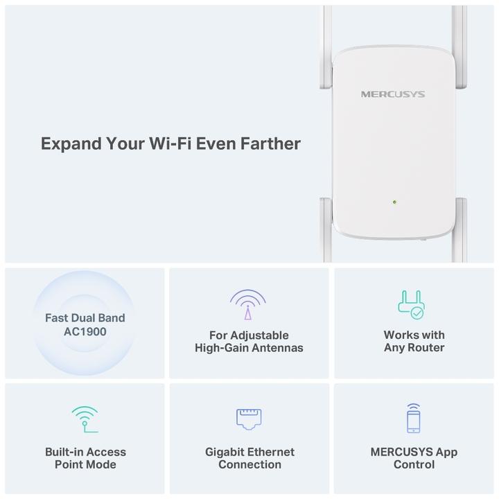 Actual product image Mercusys Repeater ME50G Repeater ME50G (1300 Mbit/s, 600 Mbit/s)