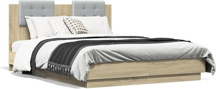 Image du produit VidaXL Cadre de lit avec tête de lit Chêne Sonoma (135 x 190 cm)