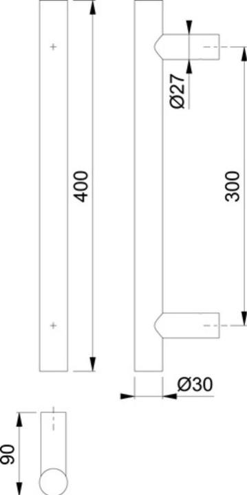 Image du produit Hoppe Poignée-barre E5011 Acier inoxydable Couleur n° F69 Entraxe de fixation 300 mm Longueur 400 mm Droit (Poignée de porte)