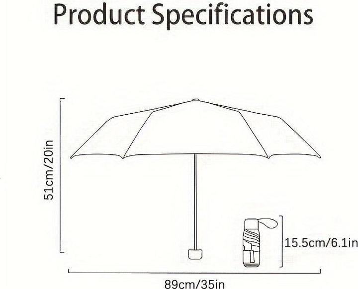 Image du produit Alopini Mini parapluie de poche élégant, 6 baleines, durable, ouverture manuelle, double usage pour les