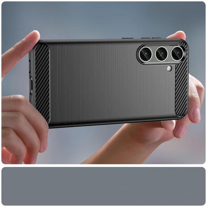 Produktbild Hurtel HülleCarbon Case flexible Silikon-Carbon-Hülle - Schwarz (Samsung Galaxy S24+)