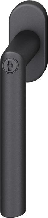 FSB Window handle 34 1076 81415 lockable oval rosette, aluminium black matt (Door handle)