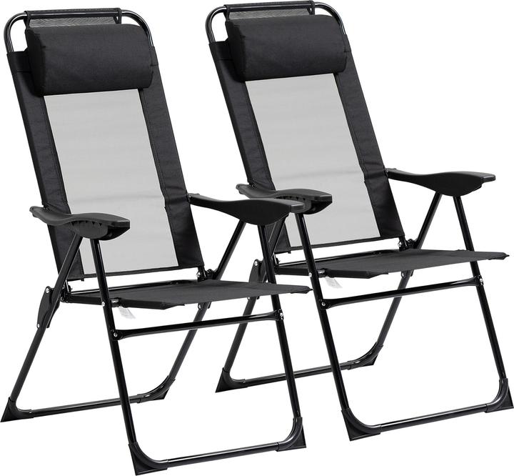 Produktbild Outsunny Klappstuhl Set mit Nackenkissen und verstellbarer Rückenlehne