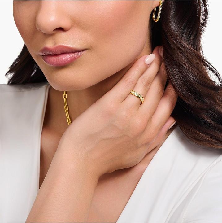 Produktbild Thomas Sabo Bandring mit weissen Steinen vergoldet (54, 925 Silber)