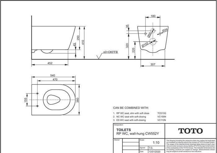 Productafbeelding TOTO RP Wandcloset diep, randloos wit