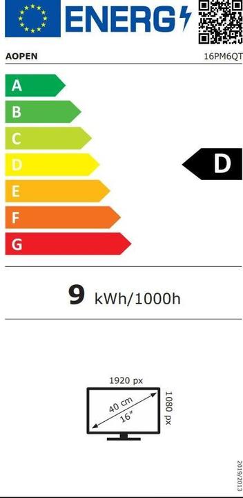 Energy Label Acer PM161QB (1920 x 1080 pixels, 15.60")