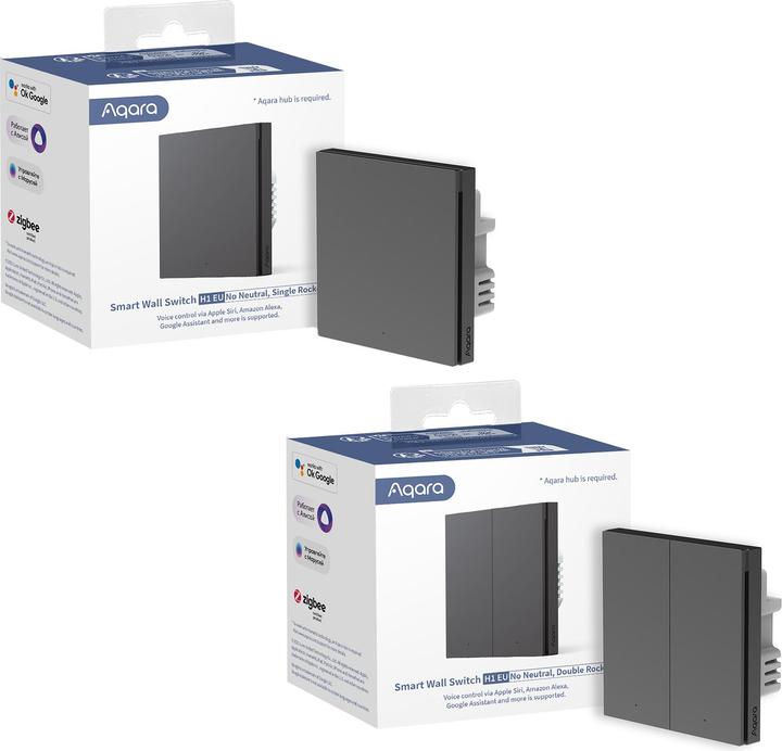 Image du produit Aqara Smart Wall Switch H1 Gris Non Neutre, Double Rocker (Zigbee)