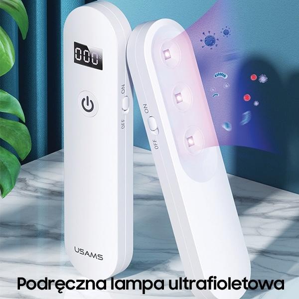 Produktbild Usams Lampa dezynfekująca mini UV-C ręczna sterylizator biały/white ZB159XDD01 (US-ZB159)