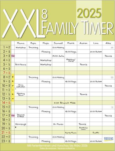 Produktbild XXL Family Timer 8 (45 x 34 cm, Harter Einband, Deutsch)