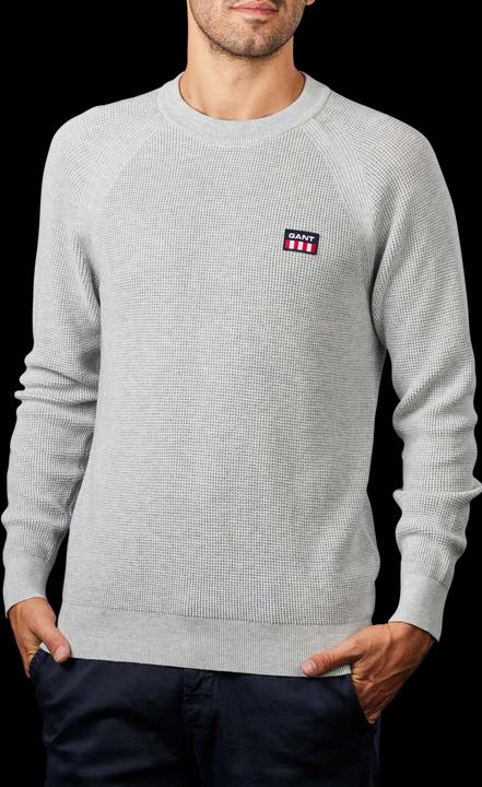 Actual product image GANT Waffle Rib Pullover Crew Neck light grey melange (M)