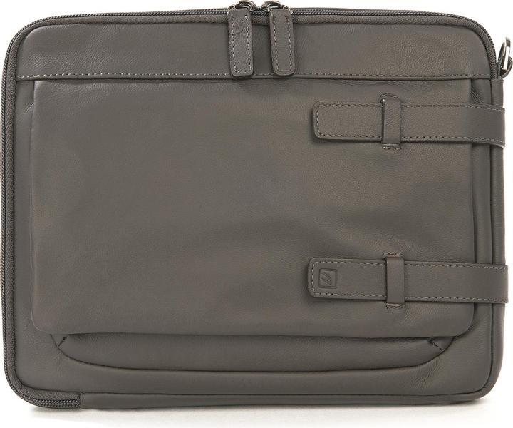 Tucano Tema Cross-Body, Tablettasche aus Leder für iPad mini, Tablets bis 8 Zoll, grau