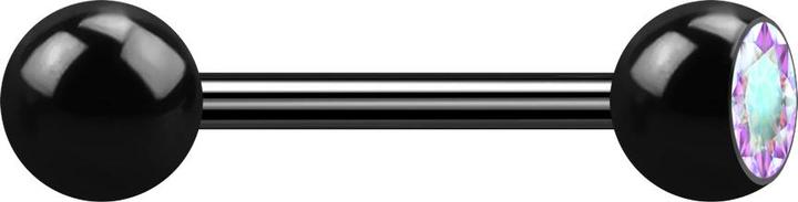 Produktbild Star Piercing Barbell schwarz mit Kugel und Kugel Kristall multicolor (ohne Messing, Chirurgenstahl 316L)