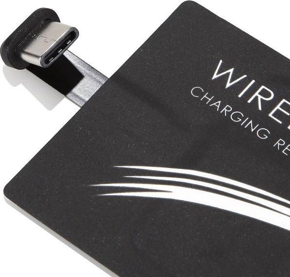 Actual product image JTI Qi adapter - wireless charging receiver for USB-C - black